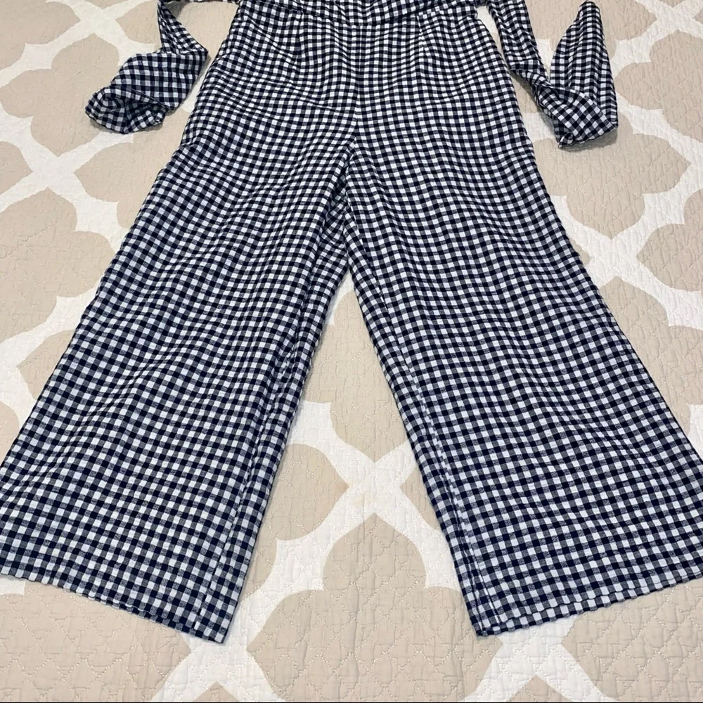 BANANA REPUBLIC Cotton / Linen Gingham Jumpsuit